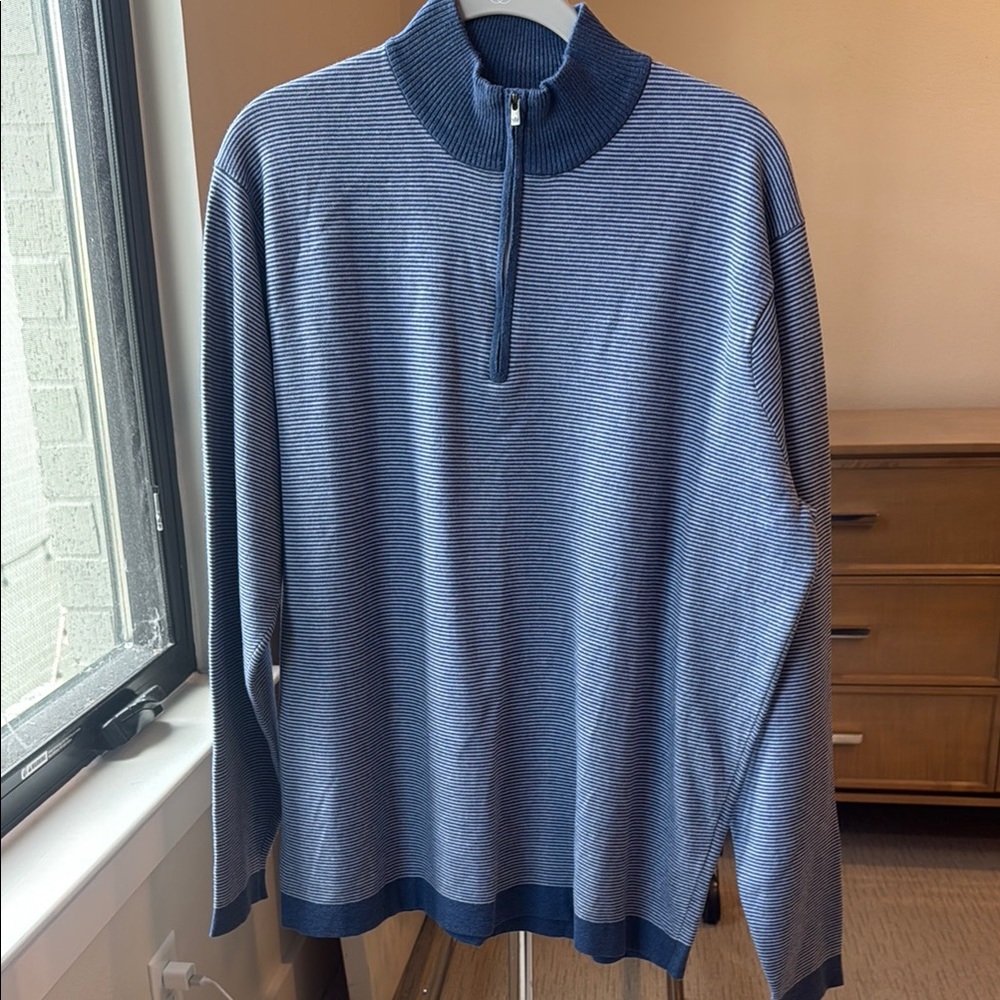 Peter Millar Blue Quarter Zip Sweater